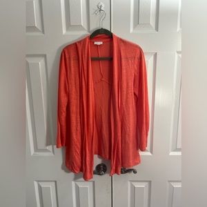 J. Jill Love Linen Open Front Cardigan Sweater Coral Size S
